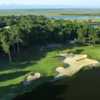 Aerial view of the 13th hole at Oyster Bay Golf Links.