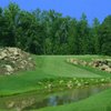 A view over the water of green at Neuse Golf Club