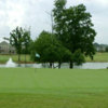 A view of green #4 with water coming into play at Emerald Lake Golf Club