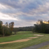 A view of fairway #1 with bunkers and water coming into play Salem Glen Country Club