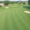 A view of green #5 guarded by tricky sand traps at Bentwinds Golf & Country Club