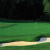 A view of a hole flanked by sand traps at Brier Creek Country Club