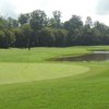 A view back to the fairway from behind the green #17 at Fox Den Country Club