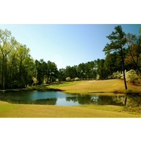 Water is a factor on the par-3 11th hole at Pinehurst No. 1. The hole plays a beastly 222 yards from the back tee box.
