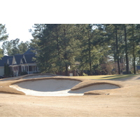 Huge, deep, fingered bunkers add definition and difficulty to the green complexes at Davis Love-designed Anderson Creek Golf Club in Spring Lake, North Carolina.